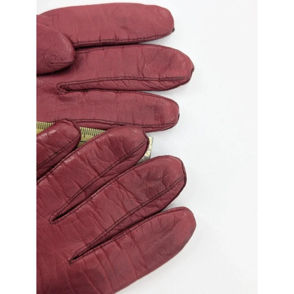 Carson Pirie Scott Vintage Red Leather Gloves Made In Italy Size 6 1/2 Small XS